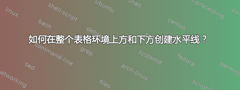 如何在整个表格环境上方和下方创建水平线？