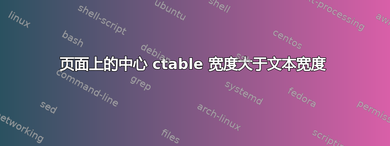 页面上的中心 ctable 宽度大于文本宽度