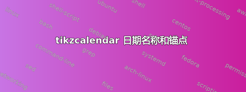 tikzcalendar 日期名称和锚点