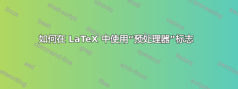 如何在 LaTeX 中使用“预处理器”标志 