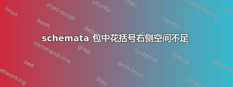 schemata 包中花括号右侧空间不足