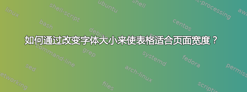 如何通过改变字体大小来使表格适合页面宽度？