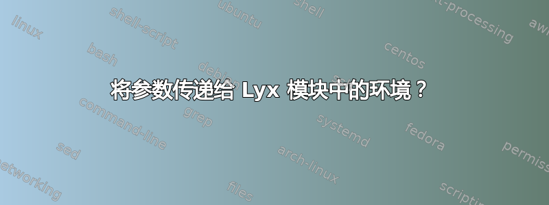 将参数传递给 Lyx 模块中的环境？