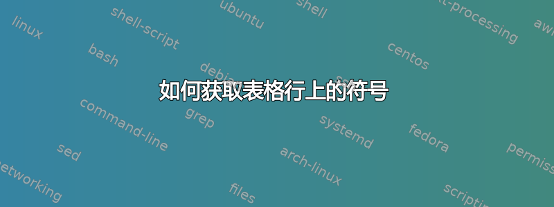 如何获取表格行上的符号