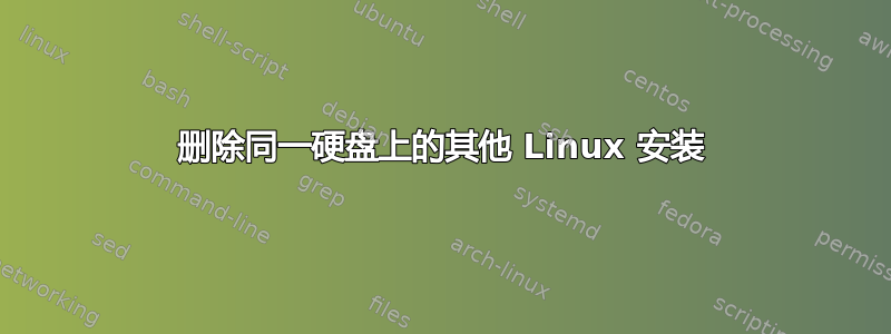 删除同一硬盘上的其他 Linux 安装