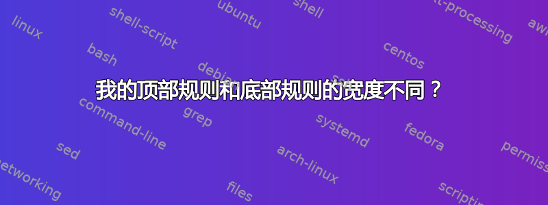 我的顶部规则和底部规则的宽度不同？