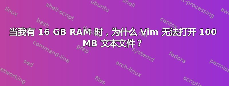 当我有 16 GB RAM 时，为什么 Vim 无法打开 100 MB 文本文件？