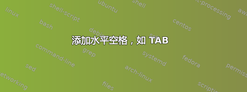 添加水平空格，如 TAB 