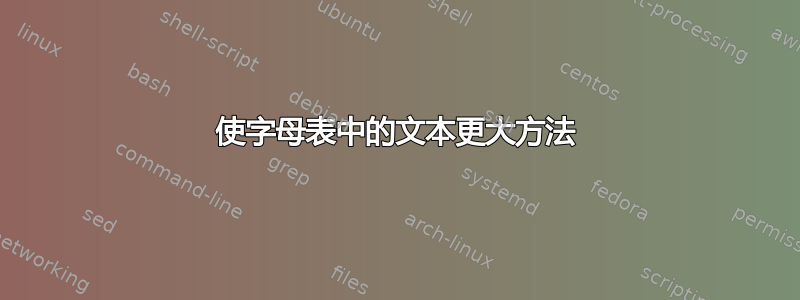 使字母表中的文本更大方法