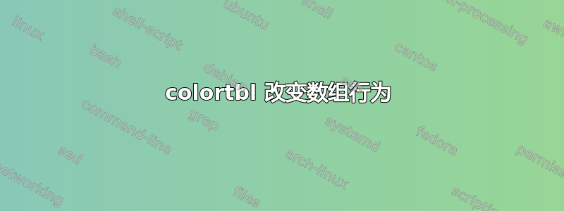 colortbl 改变数组行为