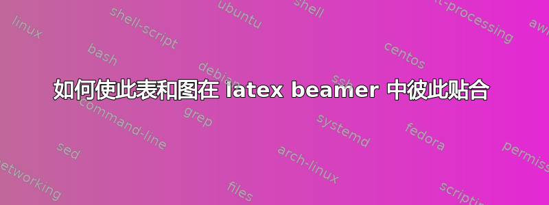 如何使此表和图在 latex beamer 中彼此贴合