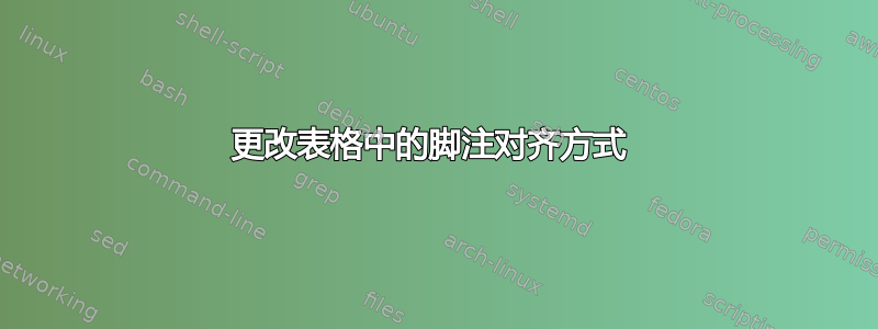 更改表格中的脚注对齐方式 