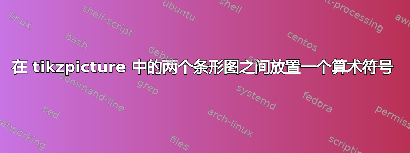 在 tikzpicture 中的两个条形图之间放置一个算术符号