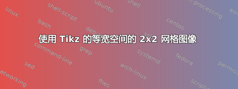 使用 Tikz 的等宽空间的 2x2 网格图像