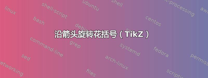 沿箭头旋转花括号（TikZ）