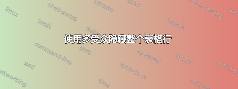 使用多受众隐藏整个表格行