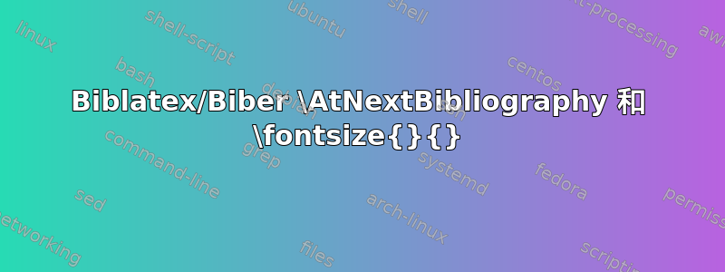 Biblatex/Biber \AtNextBibliography 和 \fontsize{}{}