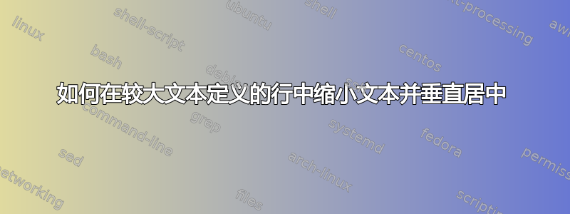 如何在较大文本定义的行中缩小文本并垂直居中