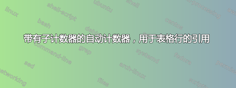 带有子计数器的自动计数器，用于表格行的引用