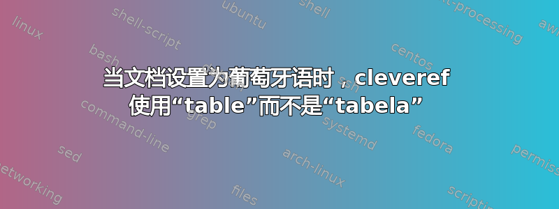 当文档设置为葡萄牙语时，cleveref 使用“table”而不是“tabela”