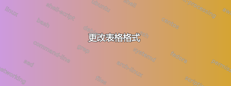 更改表格格式