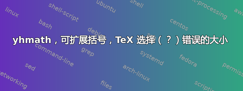 yhmath，可扩展括号，TeX 选择（？）错误的大小