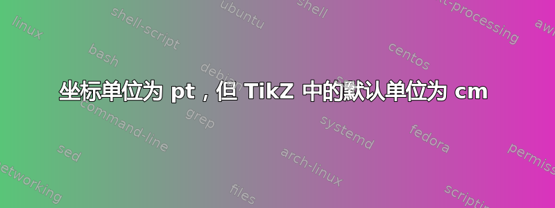 坐标单位为 pt，但 TikZ 中的默认单位为 cm