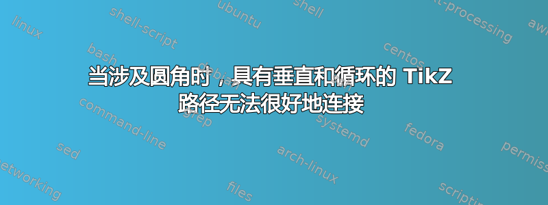 当涉及圆角时，具有垂直和循环的 TikZ 路径无法很好地连接