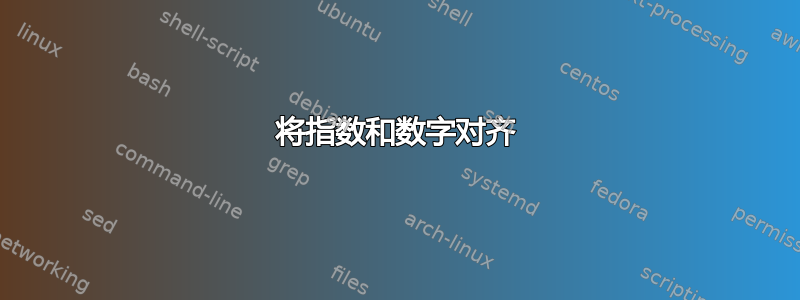 将指数和数字对齐