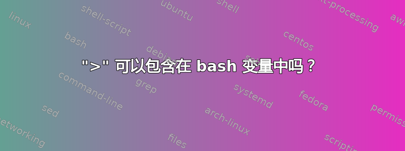 ">" 可以包含在 bash 变量中吗？