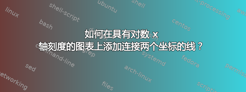 如何在具有对数 x 轴刻度的图表上添加连接两个坐标的线？