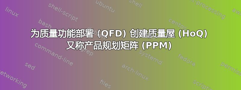 为质量功能部署 (QFD) 创建质量屋 (HoQ) 又称产品规划矩阵 (PPM)