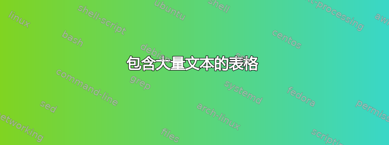 包含大量文本的表格