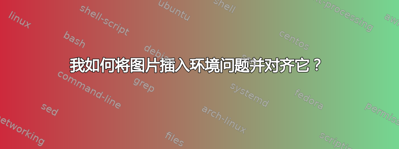 我如何将图片插入环境问题并对齐它？