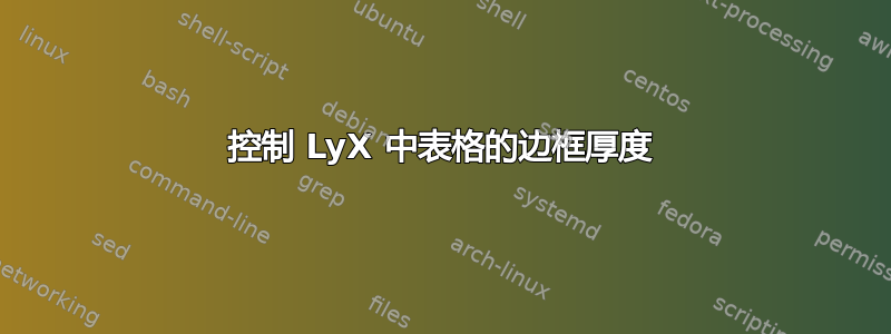 控制 LyX 中表格的边框厚度