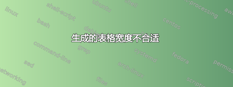 生成的表格宽度不合适