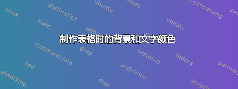 制作表格时的背景和文字颜色