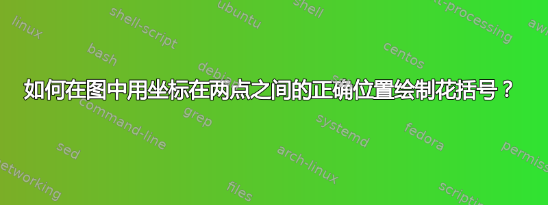 如何在图中用坐标在两点之间的正确位置绘制花括号？