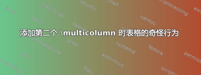 添加第二个 \multicolumn 时表格的奇怪行为