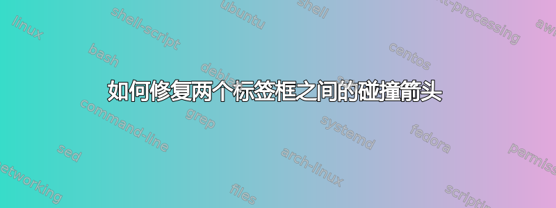 如何修复两个标签框之间的碰撞箭头