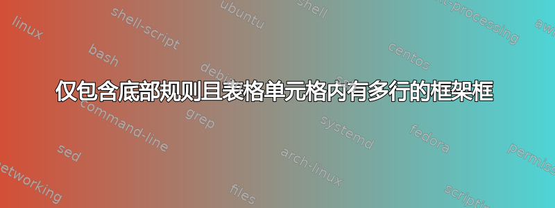 仅包含底部规则且表格单元格内有多行的框架框