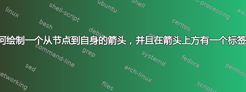 如何绘制一个从节点到自身的箭头，并且在箭头上方有一个标签？