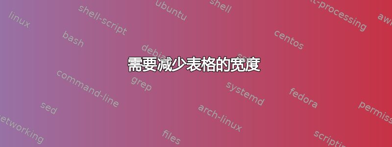 需要减少表格的宽度