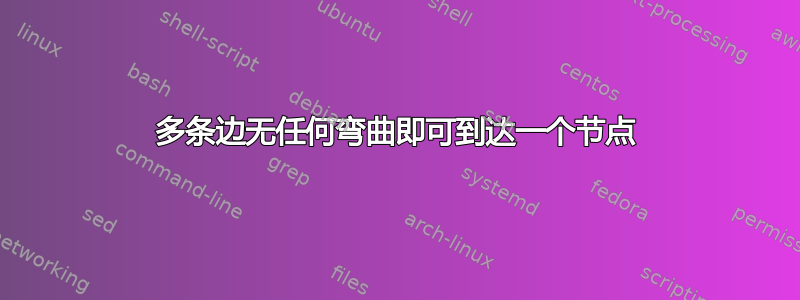 多条边无任何弯曲即可到达一个节点