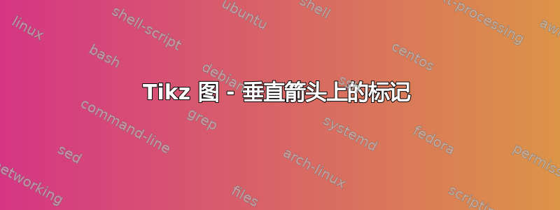 Tikz 图 - 垂直箭头上的标记