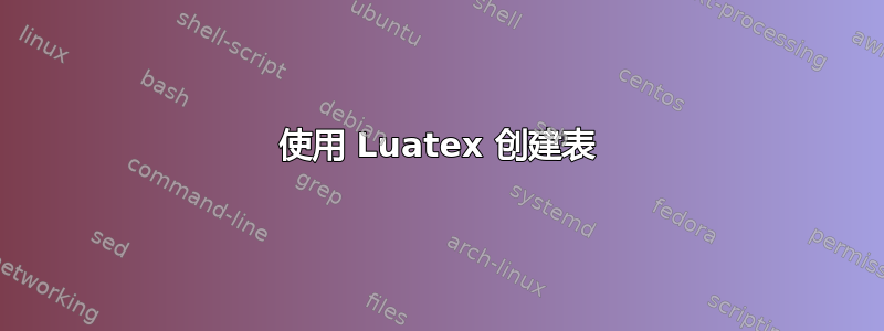 使用 Luatex 创建表