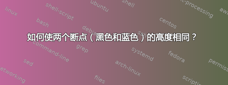 如何使两个断点（黑色和蓝色）的高度相同？