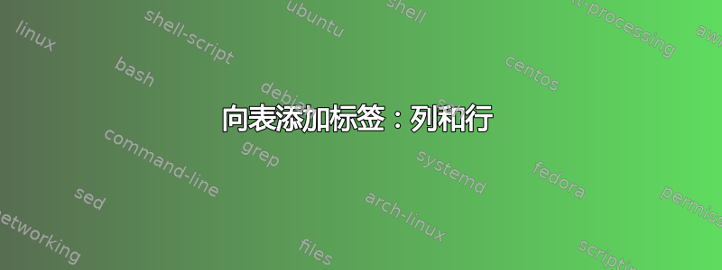 向表添加标签：列和行