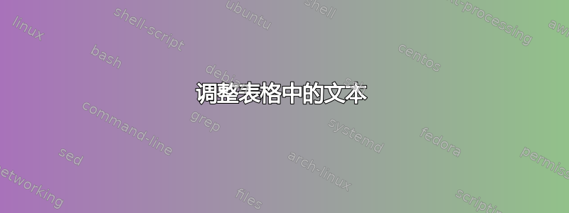 调整表格中的文本