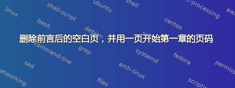 删除前言后的空白页，并用一页开始第一章的页码